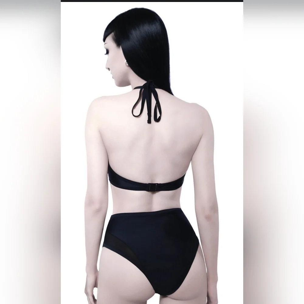 Killstar Bikini Set Crescent Moon Black Halter Mesh Goth Read Description - Picture 3 of 7